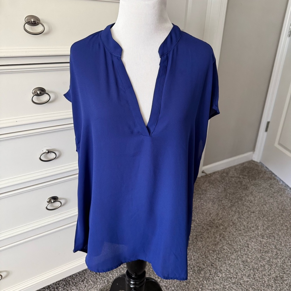 SHEIN Royal Blue V-Neck Blouse